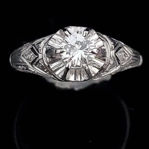 Vintage Diamond 14k White Gold Ring Engagement or Statement Mid Century Gift